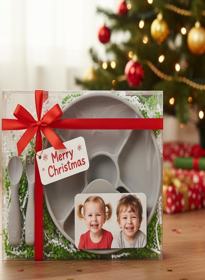 TalkTools Bitsy Silicone Baby Suction Plate with Locking Lid – Divided Plate for Toddlers Learning to Self-Feed – Non-Slip, BPA-Free, Microwave + Dishwasher Safe Baby Mealtime Plate(Cloud). - Image 2